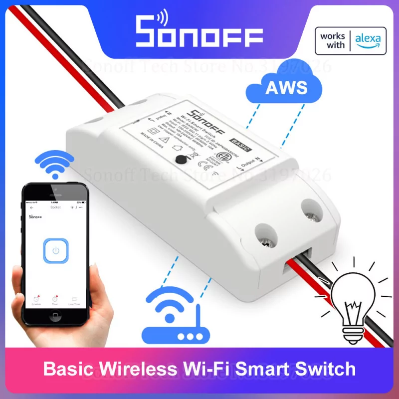 Interrupteur WiFI DIY sans Fil SONOFF Basic compatible Smart Home
