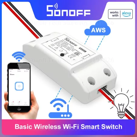 SONOFF – interrupteur intelligent Wi-Fi BasicR2, contrôle à distance sans  fil, Module d'éclairage pour maison intelligente, comm