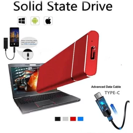 Disque dur SSD mobile haute vitesse 1 To Disque dur externe USB 3.1 /  type-c pour ordinateur portable Mac