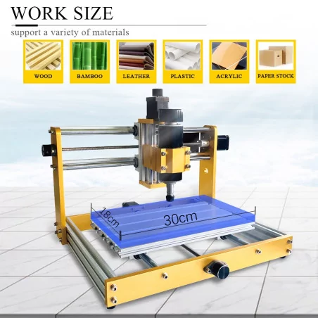 Mini Routeur CNC 3018 Aluminium - Zone de Travail 30cm x 18cm, Spindle 500W + Laser (40W/80W), Structure Robuste et Polyvalente