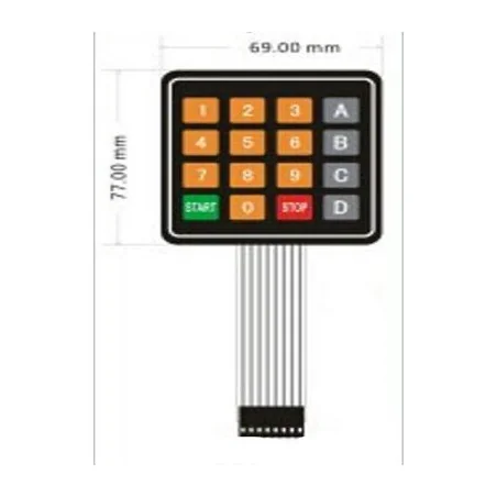 DC 12V 4X4 16 KEY MATRIX MEMBRANE SWITCH KEYPAD KEYBOARD 77 X 70 X 0.8mm