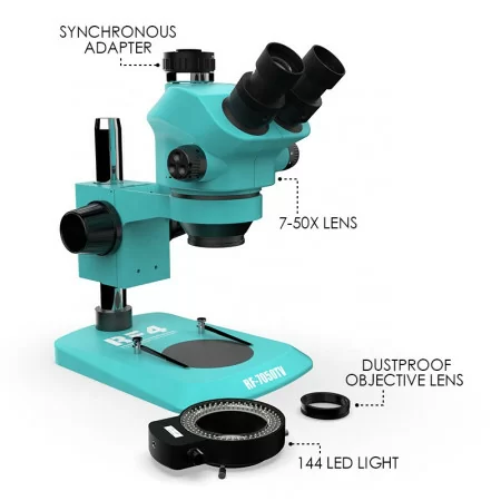 Microscope stéréo trinoculaire haute définition 7-50X avec caméra de  Microscope intégrée de 10 pouces pour l'identification de réparation de  téléphone