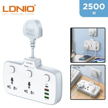 Multiprise LDNIO SC2413 avec 4 USB 20W et 2 prises électriques et veilleuse