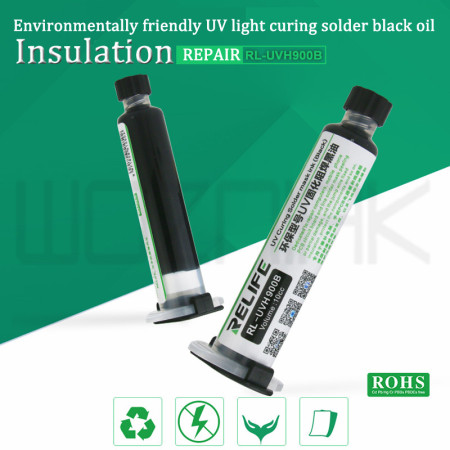 Environmentally friendly UV curing solder green black oil RL-UVH900B for repairing computer and mobile phone PCB circuit boards