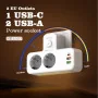 Multiprise LDNIO SE2337 - 2 Prises EU avec Adaptateur USB, 1 Port USB-C PD, et Lampe de Nuit LED