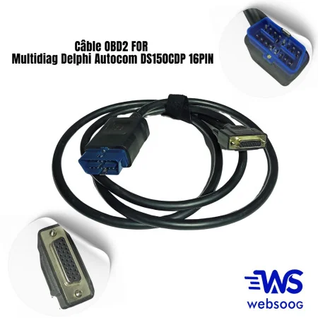 Câble OBD2 Multidiag Delphi Autocom DS150CDP 16PIN - Compatible Multimarques, Diagnostic Avancé