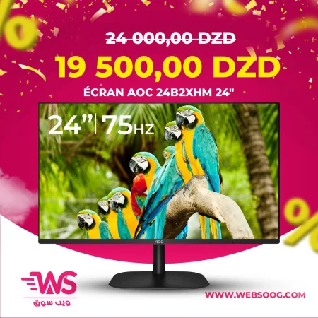 Écran AOC 24B2XHM 24" Full HD IPS 75Hz 6ms , Sans Bordures sur 3 Côtés & Ultra Mince HDMI et VGA