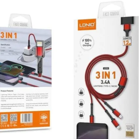 Câble de charge rapide 3 en 1 LDNIO(SIYOTEAM) 3.4 A