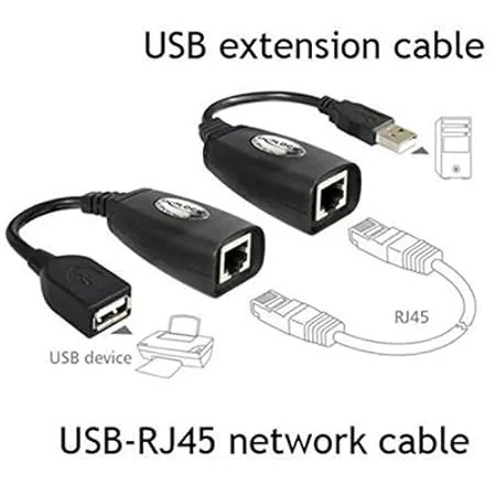 USB Extender - USB 2.0 to RJ45 LAN Extension Adapter Over Cat5/Cat5e /Cat6 Cable