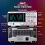 Oscilloscope numérique UNI-T UPO1104 - 100 MHz, 4 canaux, 2 GSa/s, mémoire de 56 Mpts, écran de 7 pouces.