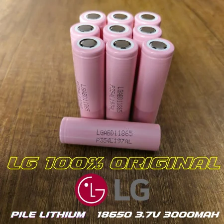 LG 100% Original Pile LITHIUM 18650 3.7 3000MAH Modèle LGABD11865, Code de Série P354L197AL 1PCS