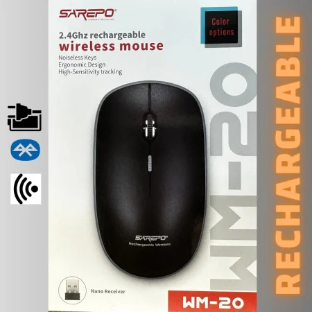 Souris Sans Fil Rechargeable SAREPO WM-20 - Design Ergonomique, Suivi Haute Sensibilité