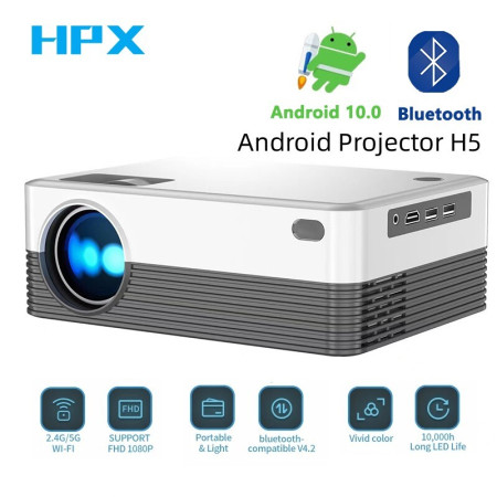 Datashow HPX5 Android 10.0 - Projecteur 4K UHD, 5G, HDMI, Bluetooth 5.0, CPU 64 Bit, 4 Cœurs - Offre Spéciale