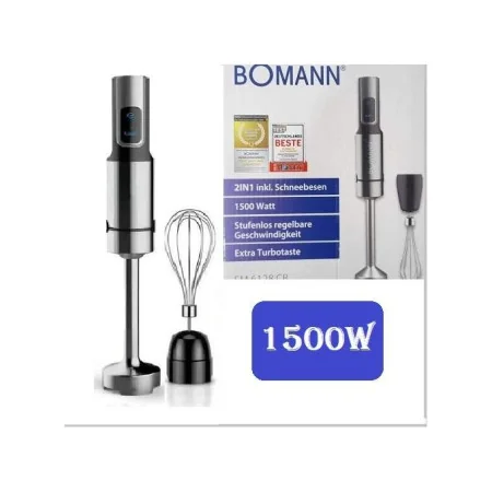 Bomann Bras Mixeur 2En1 + Fouet- 1500 W - 4 Lames - SM 6128 CB-Noir Inox