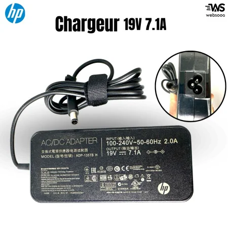 Chargeur HP 19V 7.1A - Adaptateur Secteur 7.4*5.0mm pour Ordinateurs Portables HP