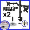 Support de Bureau pour 2 Écrans - Rotation 360°, Inclinaison ±15°, Charge Maximale 8KG par Écran S1112-2