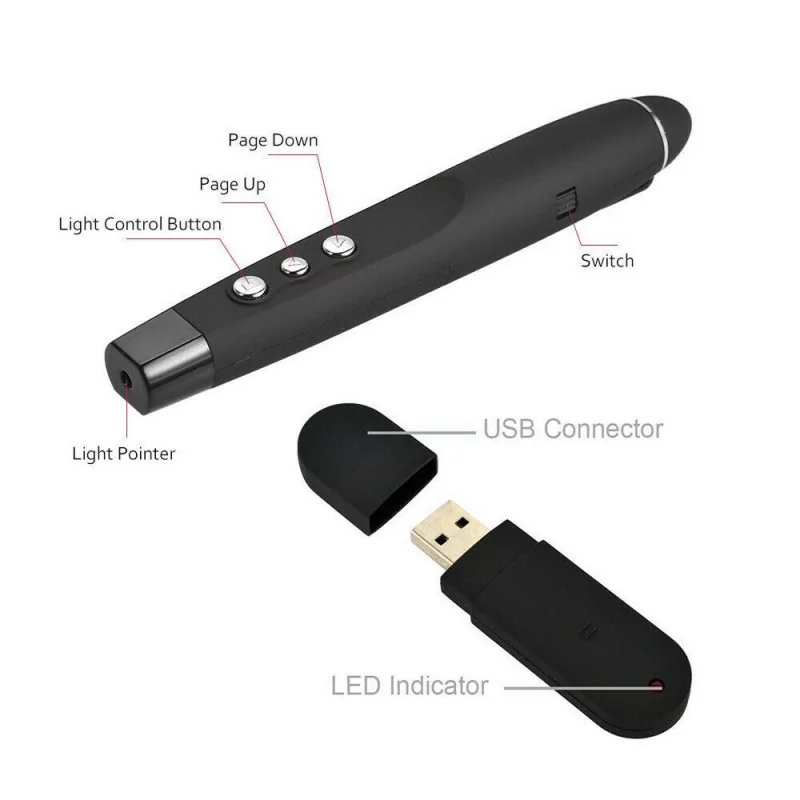 Présentateur sans fil, pointeur laser à télécommande PowerPoint pour  présentateur USB 