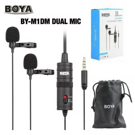 DOUBLE Microphone à revers Lavalier pour Smartphone BOYA BY-M2