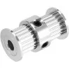 Double GT2 20teeth 5mm Bore Timing Alumium Pulley Round-Headed synchronous Wheel Gear